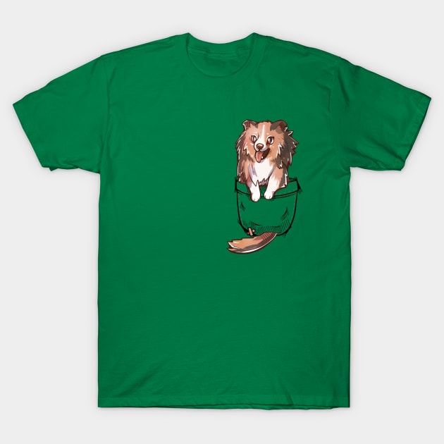 Pocket Cute Sheltie Dog T-Shirt by TechraPockets